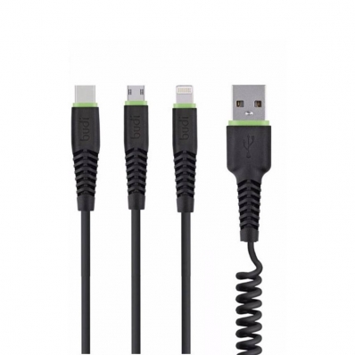 Cabo Budi Type c/Lightning/Microusb 3EN1 2M Preto