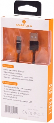 Cabo Magnetico Smartzla USB 2.0 para USB-C SAT-C005 (1 Metro) - Preto