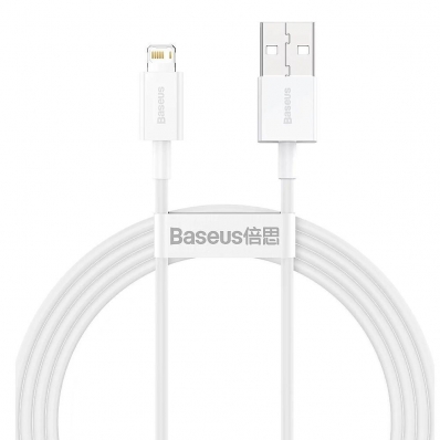Cabo USB-A A Lightning Baseus CALYS-B02 Superior 2.4A - Branco 1.5 Metros