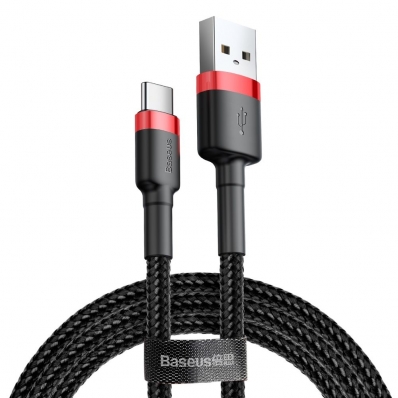 Cabo USB-A A USB-C Baseus Cafule - Preto/Vermelho 50 CM (CATKLF-A091)