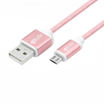 Cabo USB-Lightining 4LIFE 1M iPhone 5/6 Mfi Rose