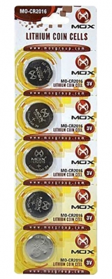 Bateria Mox Mo- CR2016 com 5 Unidades 3V