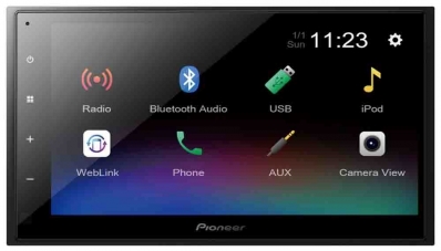 Toca Radio Pioneer DMH-A345BT Tela 6.8" Wvga FM/USB/Aux - Preto