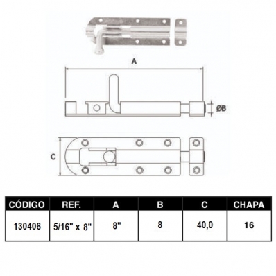 Fecho com Fio Redondo 5/16X8" JOCEC 130406