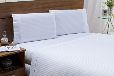 Jogo de Cama Stripe Branco 300 fios Queen 