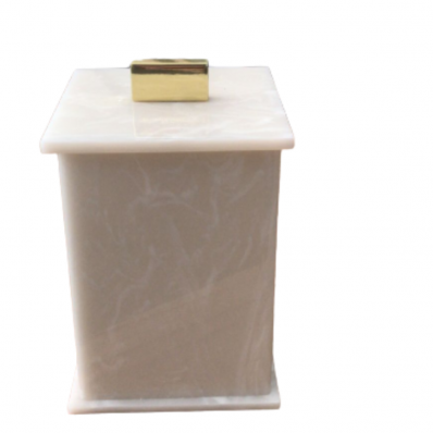 Porta Cotonete/Algodão Elegance Travertino em Acrílico 12cm 