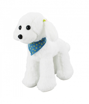 Cachorro Branco Poodle Bandana 30cm - Pelúcia