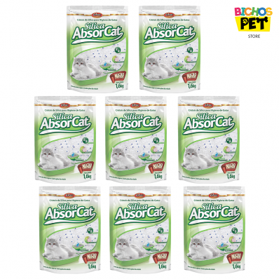 Areia Hig. Gatos Sílica Absorcat Micro Cristais 1,6 kg 8 Un