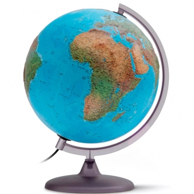 Globo 30cm terrestre alto relevo decor led bivolt
