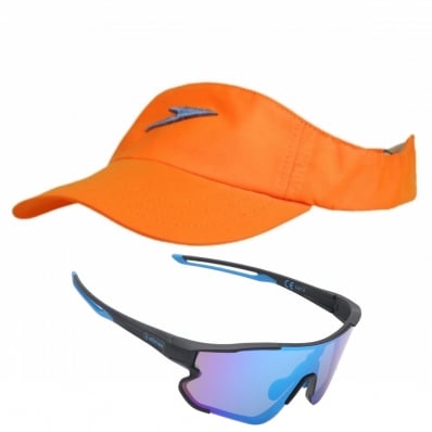 Óculos Running Elleven + Viseira Speedo Esporte Beach Tennis Laranja ll