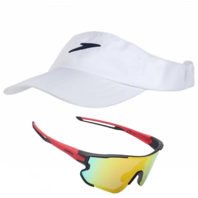 Óculos Running Elleven + Viseira Speedo Esporte Beach Tennis Branco