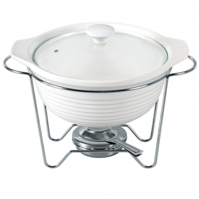 Rechaud Redondo em Porcelana com Queimador 33x25,5x25cm 