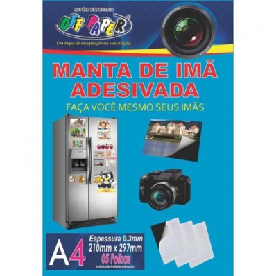 Folha magnética manta de imã adesivada A4 com 5 folhas