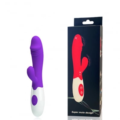 Vibrador com Ponta em Formato de Glande com Estimulador Clitoriano 10 modos de vibrações