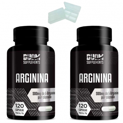 KIT 2X ARGININA 500MG 120 CÁPSULAS DUOM + PORTA CÁPSULAS