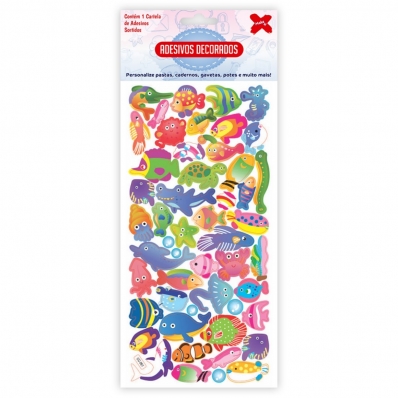 Cartela de adesivos decorados animais 3D - CC-061