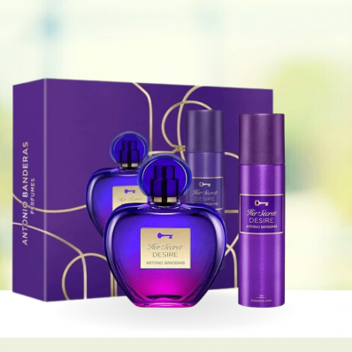 Kit Perfume Antonio Banderas Her Secret Desire Feminino Eau de Toilette 80 Ml + Desodorante 150 Ml