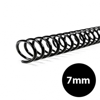 Espirais para encadernação 7mm para 25 folhas preto 100un