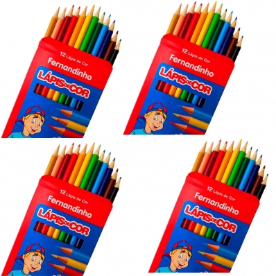 KIT 4X LÁPIS DE COR CAIXA COM 12 LÁPIS FERNANDINHO FABER CASTELL