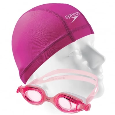 Touca De Natação Xtrafit Infantil + Óculos Junior Speedo Rosa