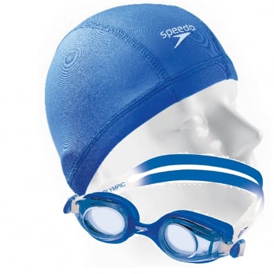 Touca De Natação Xtrafit Infantil + Óculos Junior Speedo Azul