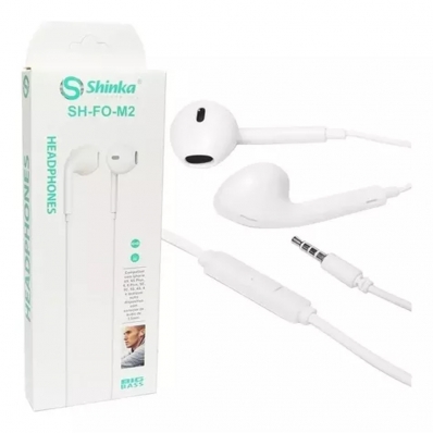 Fone De Ouvido Fo-m2 Shinka Com Fio E Microfone Branca 3,5mm