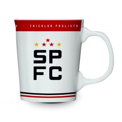 Caneca Porcelana Premium BrasFoot Sao Paulo 260ML Licenciada Branco