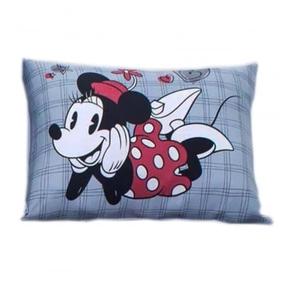 Fronha Portallar Malha Disney Estampa Localizada Minnie 48cmx68cm Cinza