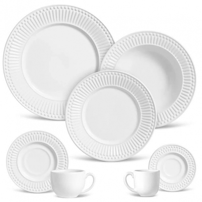 Aparelho de Jantar Roma Branco 42 Peças