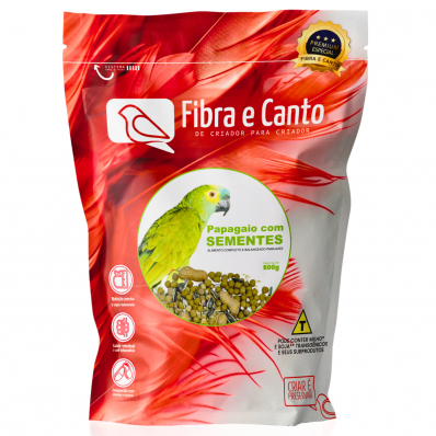 FIBRA E CANTO PAPAGAIO COM SEMENTES - 500 G