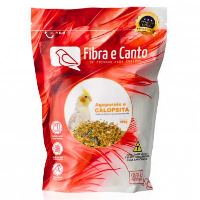 FIBRA E CANTO AGAPORNIS E CALOPSITA - 500 G