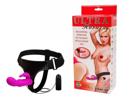 Cinta Peniana com Penetrador em Silicone e Estimulador Clitoriano Multivelocidade ? ULTRA HARNESS ? BW-022042