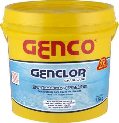 Balde de Cloro Genclor Granulado Estabilizado Genco 7,5 Kg