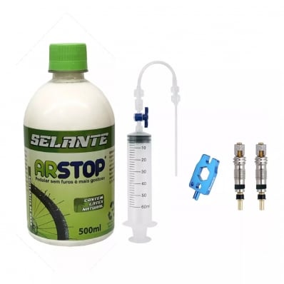 Kit Selante Tubeless Arstop Aplicador Selante Nucleo Valvula