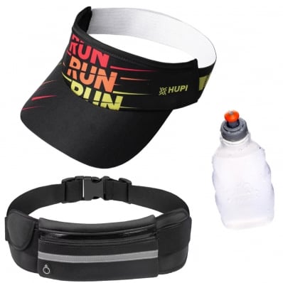 kit Corrida Viseira Hupi Cinto Hidratação com Squeeze 250ml Run For Run Life