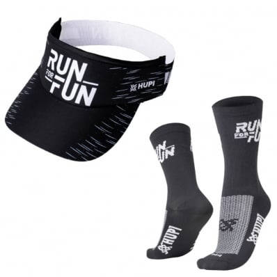 Viseira Para Corrida Hupi + Meia Running Esportes Run For Fun Preto