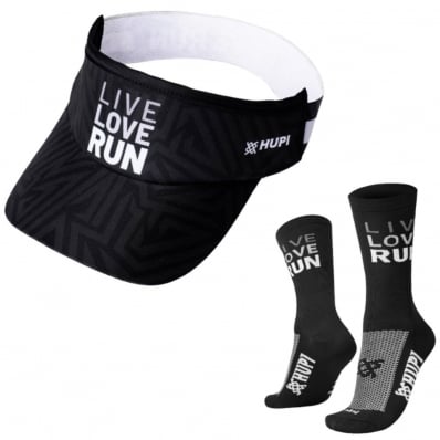 Viseira Para Corrida Hupi + Meia Running Esportes Live Love Run Preto