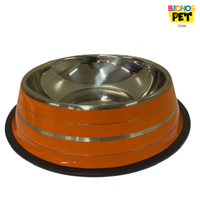 Comedouro para Cães em Aço Inox Gigante (26 cm) Laranja