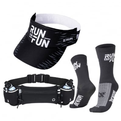 Cinto Hidratação Para Corrida Running Viseira Hupi Meia Run For Fun Preto