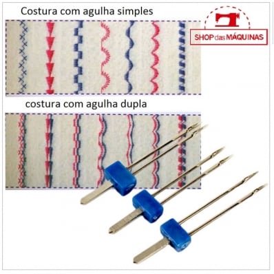 Kit de Agulha Dupla de Maquina de Costura 2 3 e 4mm