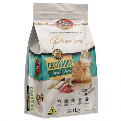 Alim Gatos Castrados Ração Colosso Premium Sab Frango e Arroz 1 kg