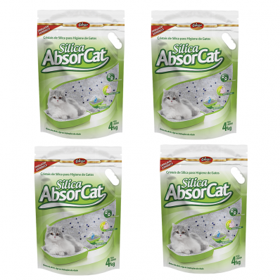 Areia Higiênica p/ Gatos Sílica Absorcat Econômica 4 kg 4 U