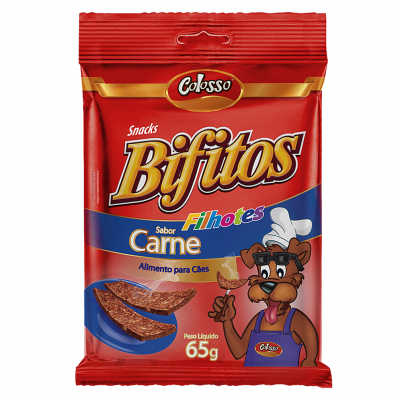 Bifinhos Caes Snacks Bifitos Colosso Filhotes Sabor Carne 65g