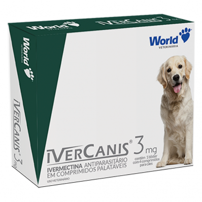 Antiparasit. Oral Ivercanis 3 mg Cães 15 kg World Vet 04 Comp