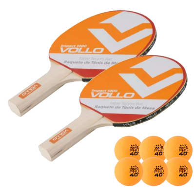 2x Raquete De Tênis De Mesa Ping Pong Impact Vollo + 6 Bolas