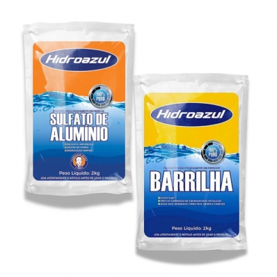 Kit Sulfato Barrilha Hidroazul 2kg Decantar Piscina 