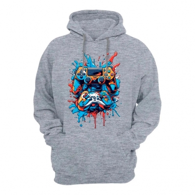 Blusa de Frio Plus Size Masculina Flanelada Com Bolso Canguru Punho e Capuz Cordao Ajustavel
