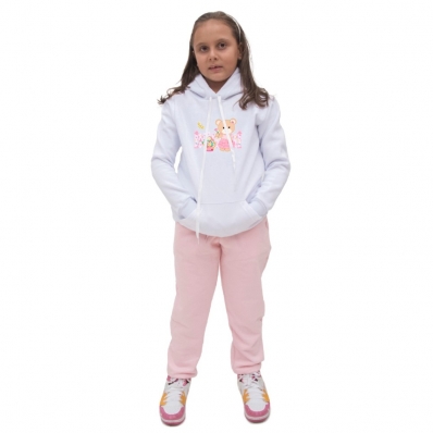 Conjunto Moletom Infantil Menina Para Escola Blusa Canguru Capuz e Bolso Com Calça Basica Dia a Dia