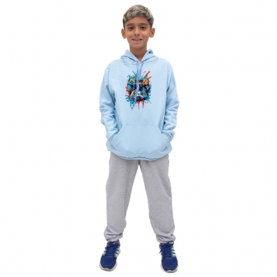 Conjunto Moletom Com Capuz Infantil Menino Estampado e Calça Basica Lisa Confortavel