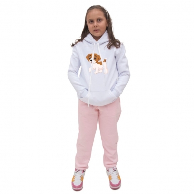 Conjunto de Frio Menina Infantil Blusa Canguru Moletom e Calça Lisa Confortavel Basica Creche